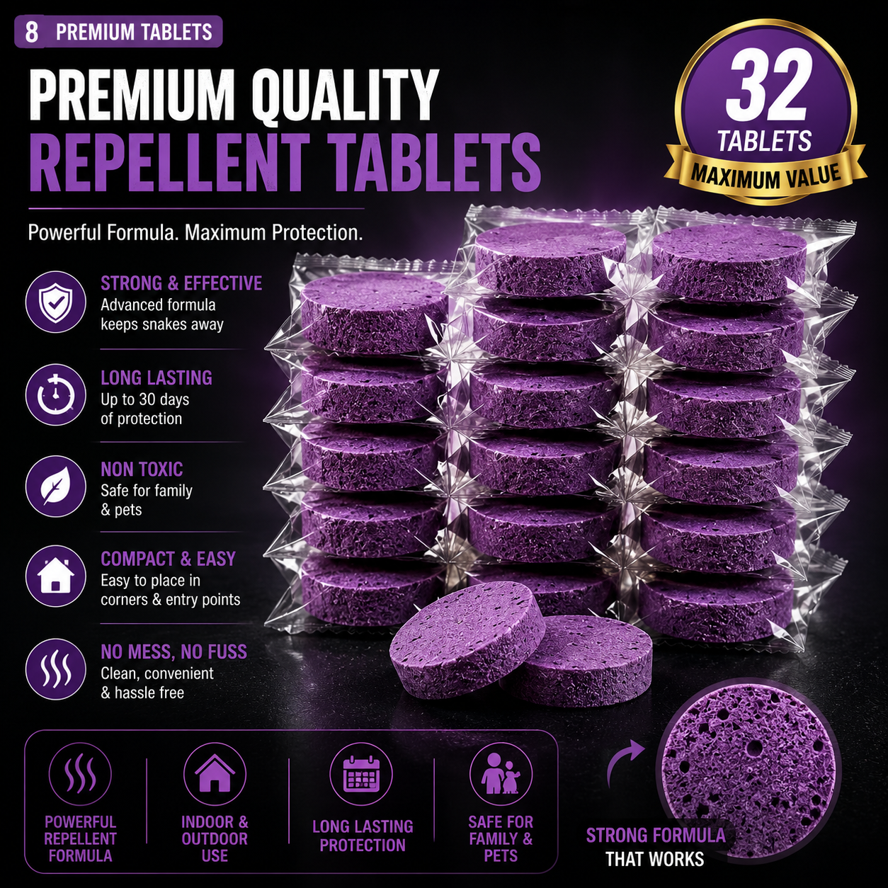 Snake Repellent Tablets |PACK OF 32|